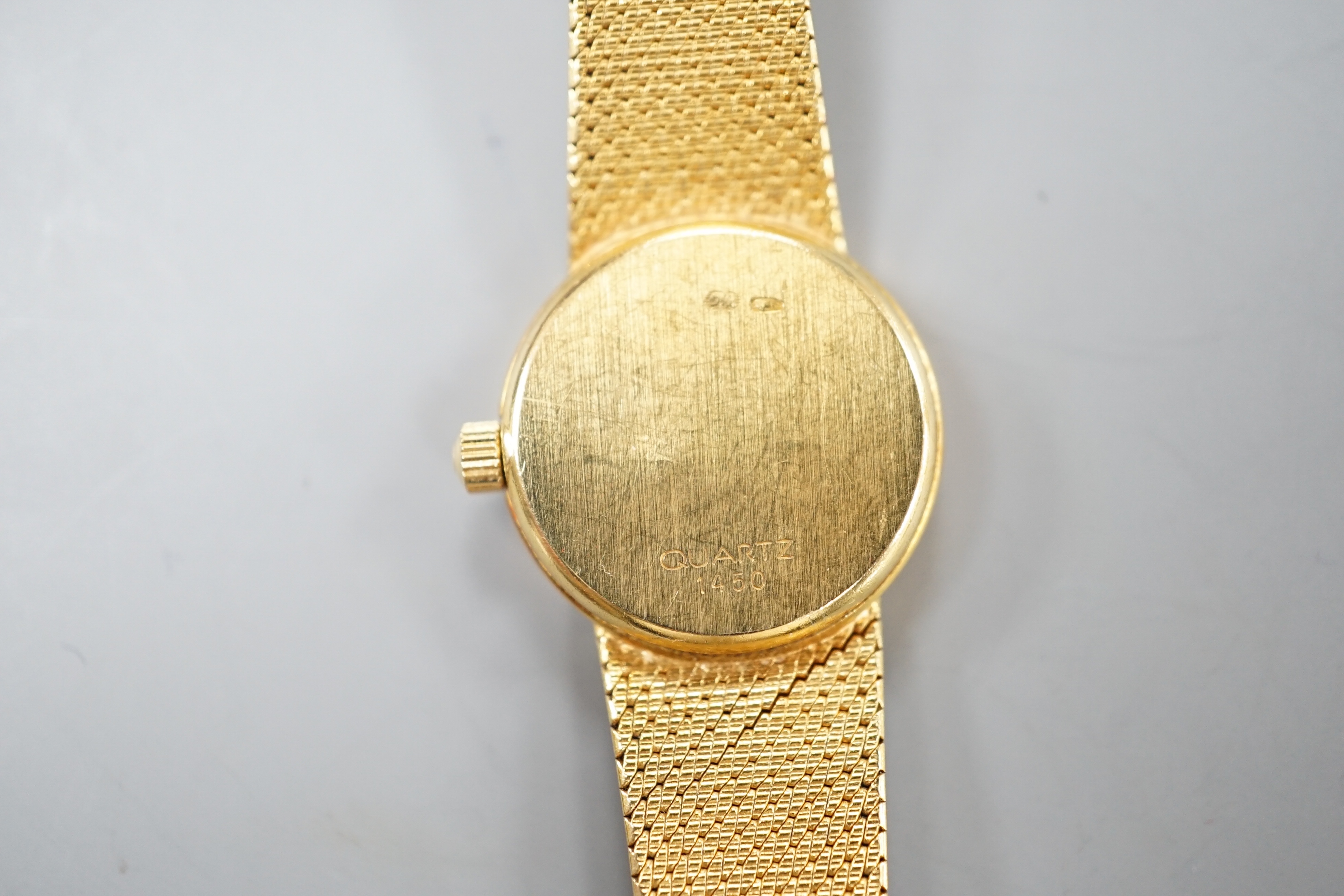 A lady's 18ct gold Omega quartz wrist watch